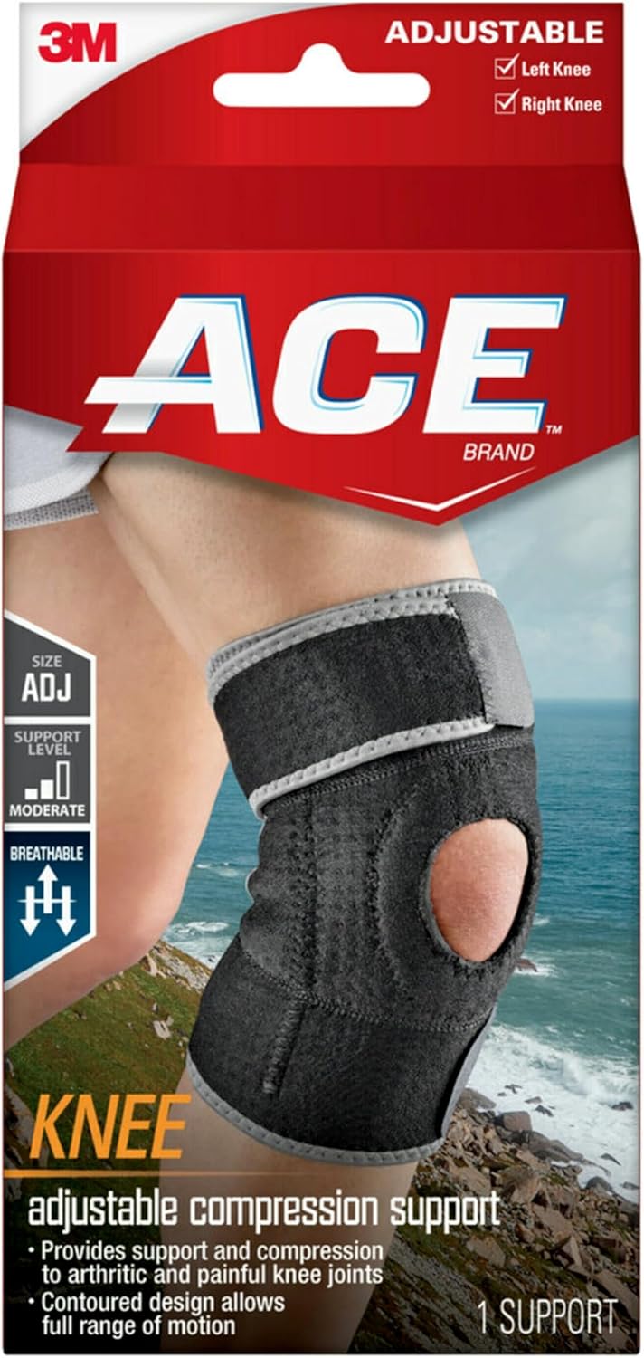 ACE Adjustable Knee Brace, Provides Support & Compression to Arthritic and Painful Knee Joints