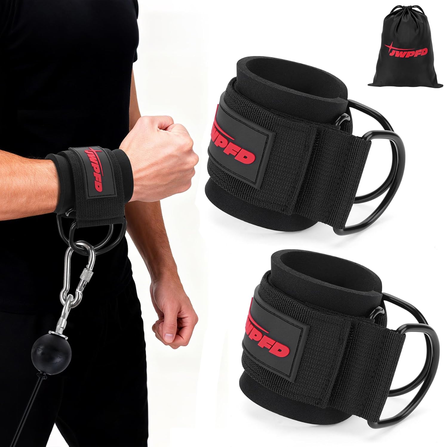 Wrist Straps for Cable Machines Wrist Cuffs for Men Woman Neoprene Padded Straps for Gym Strength Training Equipment
