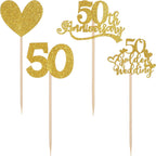 36 Pcs Golden 50th Anniversary Decorations,Ymapinc Gold Centerpieces for Table,Happy 50th Anniversary Cake Topper Cheers to 50 Years Table Centerpieces, Party Decorations for Cake Supplies