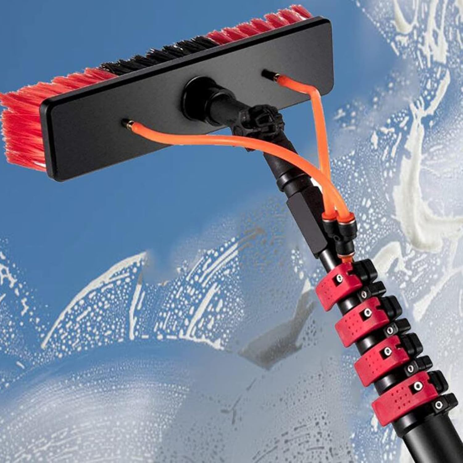 High-Strength Carbon Fiber Retractable Window Cleaning Brush & Solar Panel Cleaner - High-Altitude Water Fed Pole for Efficient Cleaning