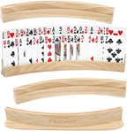 plusvivo Set of 4 Curved Playing Cards Holders for Seniors Adults - Soild Wood Cards Holders for Playing Cards 13 x 1.9 x 2.4 Inch for Bridge Canasta Strategy Foot and Hand