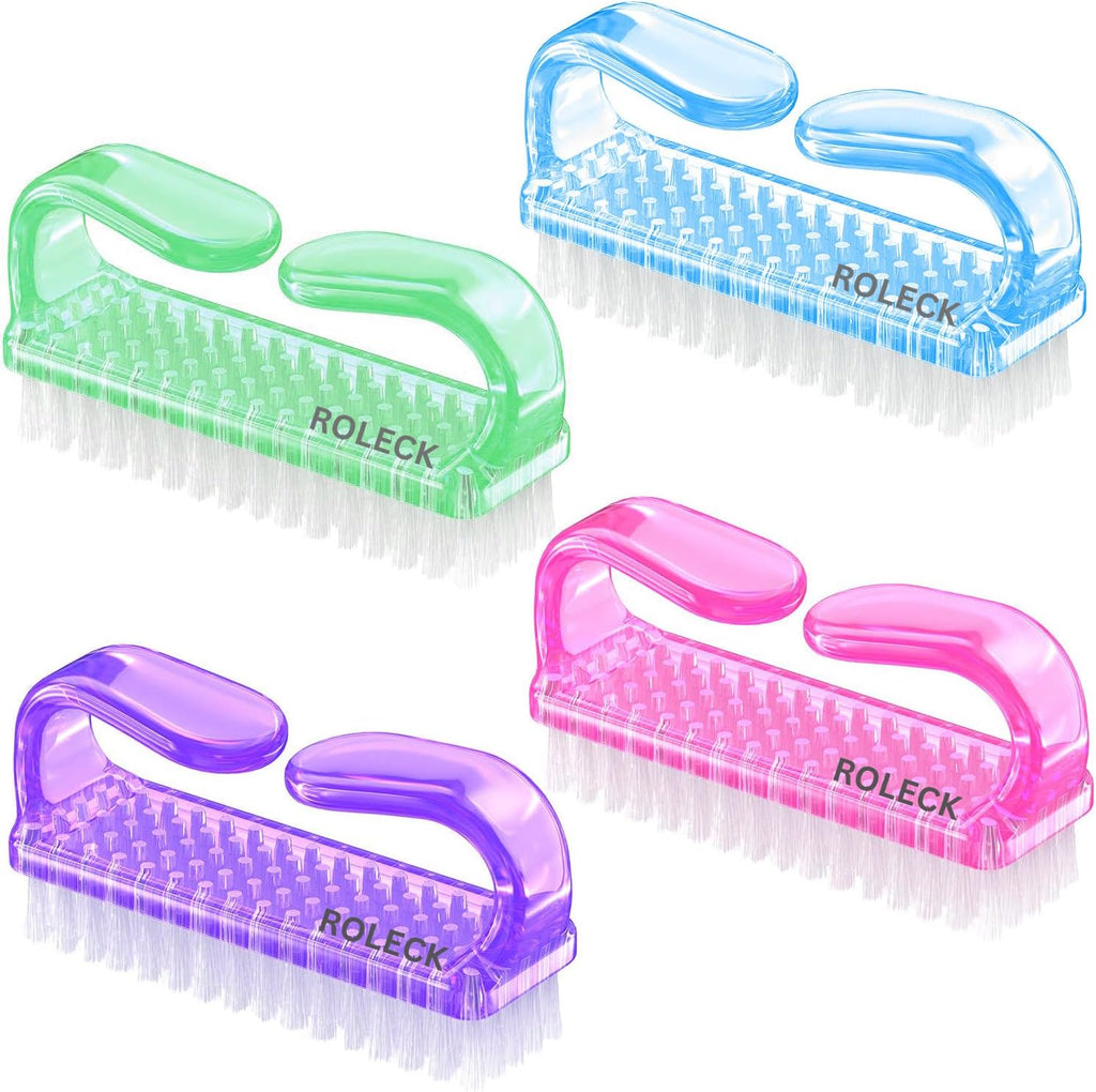 4 Pcs Nail Brush for daily Use - 4 Different Kinds of Fingernail brush with Plastic Handle Nail brush for cleaning Fingernails - Easy to use Nail Scrub brush - Nail Cleaner Nail brushes for Hands Feet