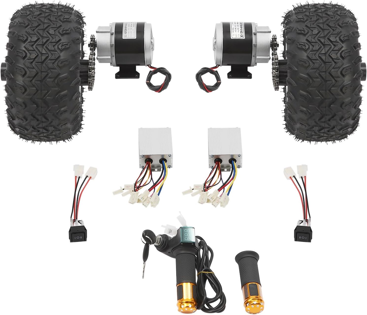 Motor Drive Air Wheel Conversion Kit, 36V 350W Wheel Chair Motor Kit Load Capacity 440.92Lbs Electric Wheels with Thumb Throttle for Electric Wheelchairs (Digital Display Throttle)
