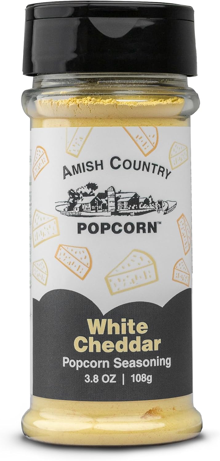 Amish Country Popcorn | White Cheddar Cheese - 3.8 oz Popcorn Seasoning | Old Fashioned, Non-GMO