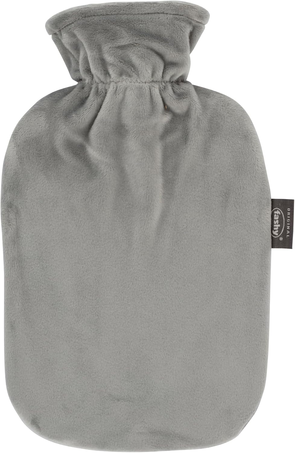 Fashy Hot Water Bottle with Fleece Cover, Super Soft, Grey, 2.0 L
