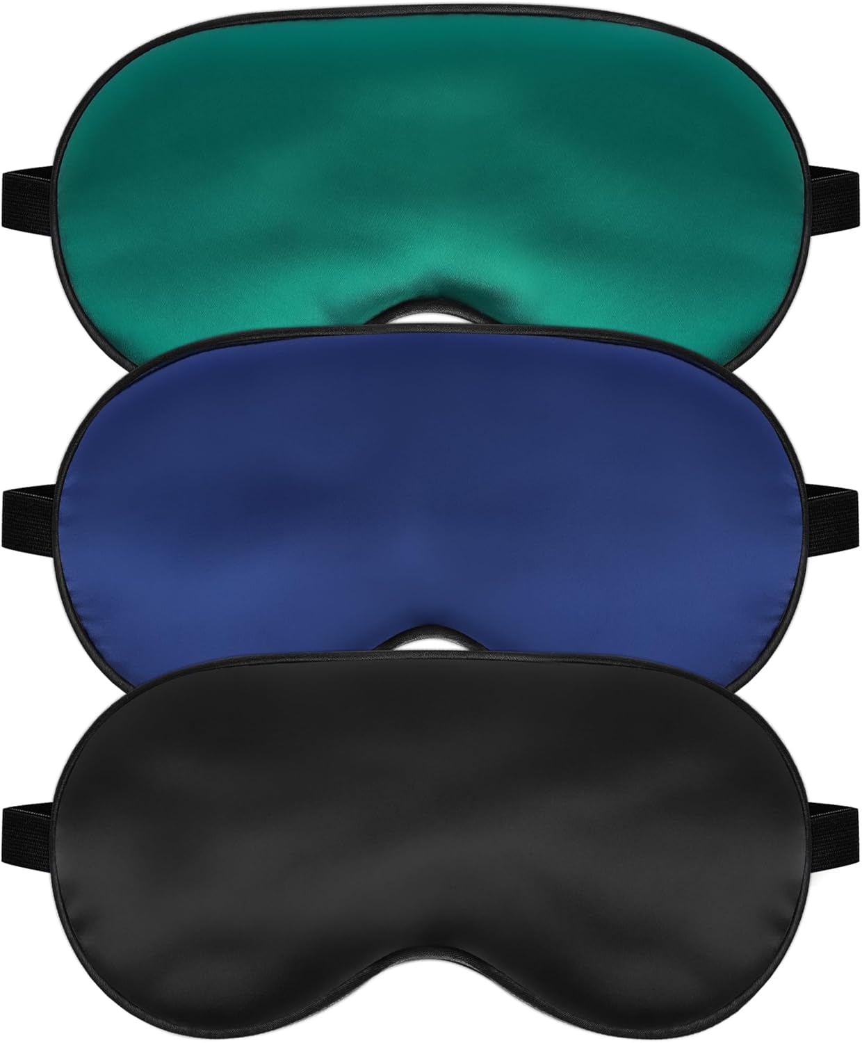 Silk Sleep Mask for Sleeping with Adjustable Strap, Satin Blackout for Men&Women, Comfortable Blindfold Eyeshade for Night Sleep (Black,Blue,Green)