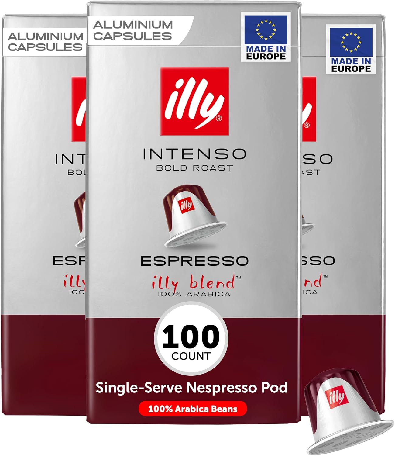 illy Espresso Compatible Capsules, Coffee Pods for Nespresso Original Line Machine, Intenso Dark Roast, 100% Arabica, Premium Italian Coffee, Single Serve, 10 Count, 10 Pack