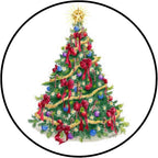 Christmas Tree 7 Inch Edible Cake Topper Decorations, Christmas Cake Decorations for Xmas Baby Shower or Party, Fir Tree Baking Decor, 1 x 7 Inch / 17.78cm Edible Wafer Card Disc Topper
