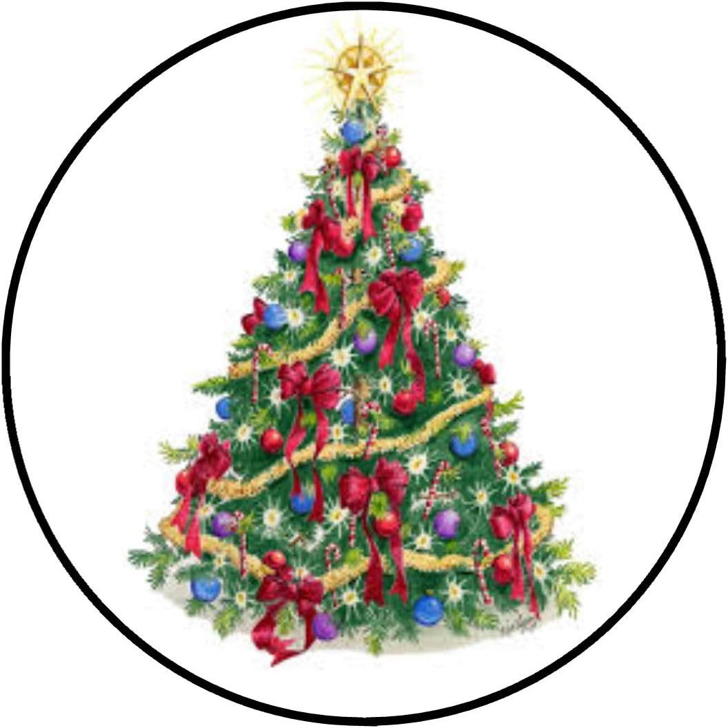 Christmas Tree 7 Inch Edible Cake Topper Decorations, Christmas Cake Decorations for Xmas Baby Shower or Party, Fir Tree Baking Decor, 1 x 7 Inch / 17.78cm Edible Wafer Card Disc Topper