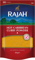 Rajah Hot Caribbean Curry Powder - 100g - Pack of 2