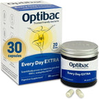 OptiBac Probiotics Every Day Extra 30 Capsules | High Strength Digestive Probiotics with 20 Billion CFU | Vegan Supplement with Lactobacillus Acidophilus NCFM | for Everyday Digestive Health