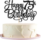Rsstarxi 1 Pack Black Happy 75th Birthday Cake Topper Cheers to 75 Years Old Birthday Cake Pick Decorations for Celebrating Men Women 75th Birthday Anniversary Party Decorations Supplies