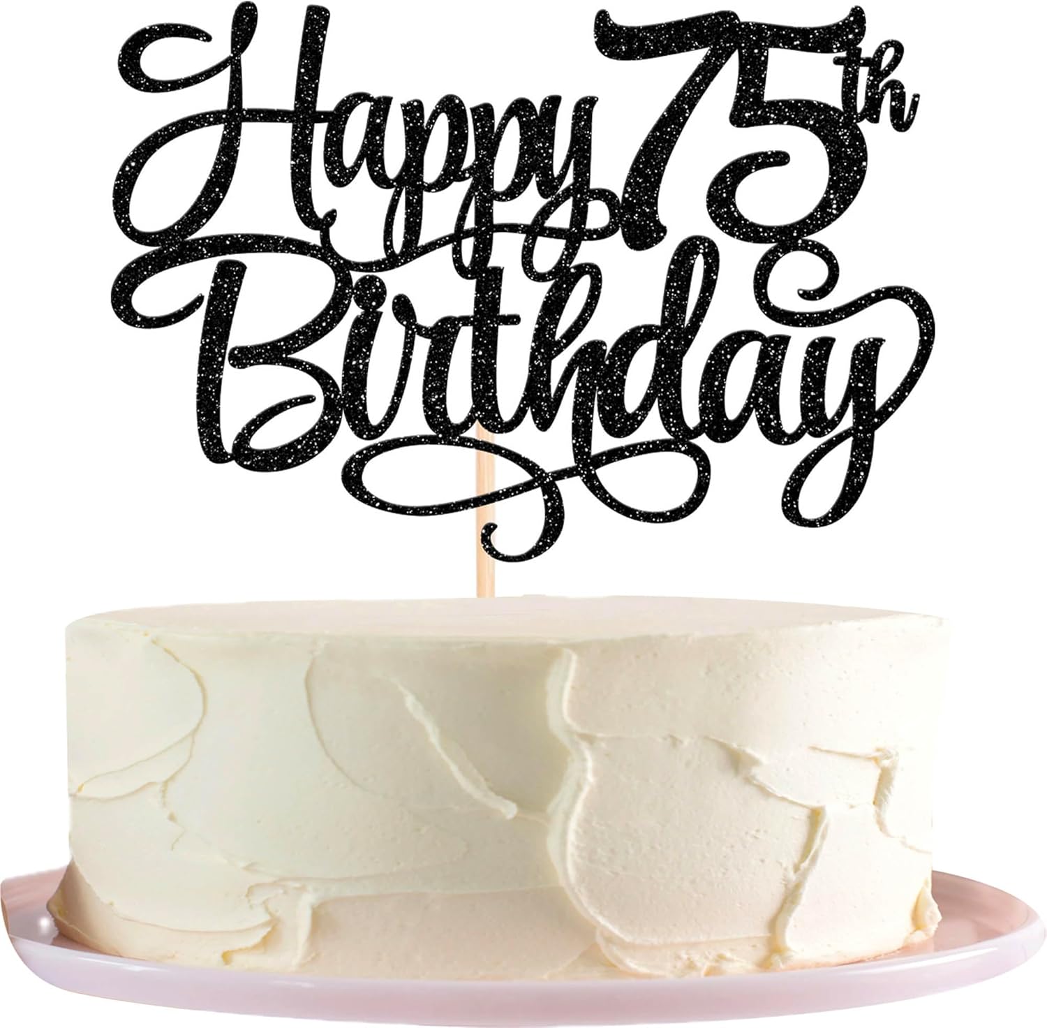 Rsstarxi 1 Pack Black Happy 75th Birthday Cake Topper Cheers to 75 Years Old Birthday Cake Pick Decorations for Celebrating Men Women 75th Birthday Anniversary Party Decorations Supplies
