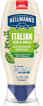 Hellmann's Mayonnaise Dressing Italian Herb & Garlic for a Deliciously Creamy Condiment, with Real Ingredients & No Artificial Flavors, 11.5 oz