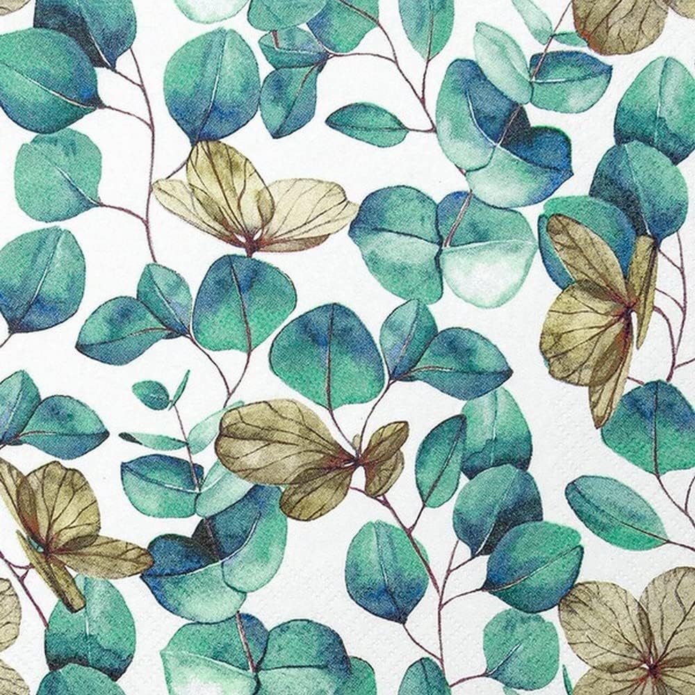 20 Small Cocktail Napkins Leaf of Eucalyptus | Nature | Table Decoration | Decoupage | Napkin Technology 25 x 25 cm