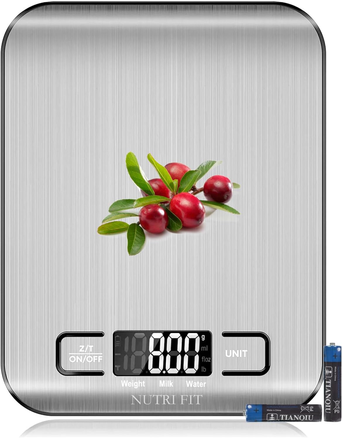 Food Scale, Kitchen Scales Digital Weight Food Grams and Ounces for Weight Loss Baking Cooking of NUTRI FIT, Max 11lb 1g Increment, Backlight LCD Smart Tare Stainless Steel, Easy to Use, AAA Battery
