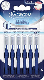 Blue Interdental Brush, 6 Pieces with SoftCare Technology for Extra Soft Gum Contact Thanks to Soft Bristles, Non-Slip Handle with Lid for Oral Hygiene