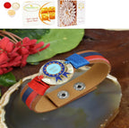 Ghasitaram Gifts Jaiccha Rakhi for Brother Rakhis Online PRK24-016 Premium Rakhi with 200 gms of Besan Barfi and 200 gms of Kaju Katli