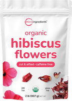 Organic Hibiscus Flowers, 2lbs (450+cups) | Flor de Jamaica, Loose Leaf Tea for Hibiscus Tea Bags | Cut & Sifted Dried Leaves | Caffeine Free, Non-GMO, No Sugar
