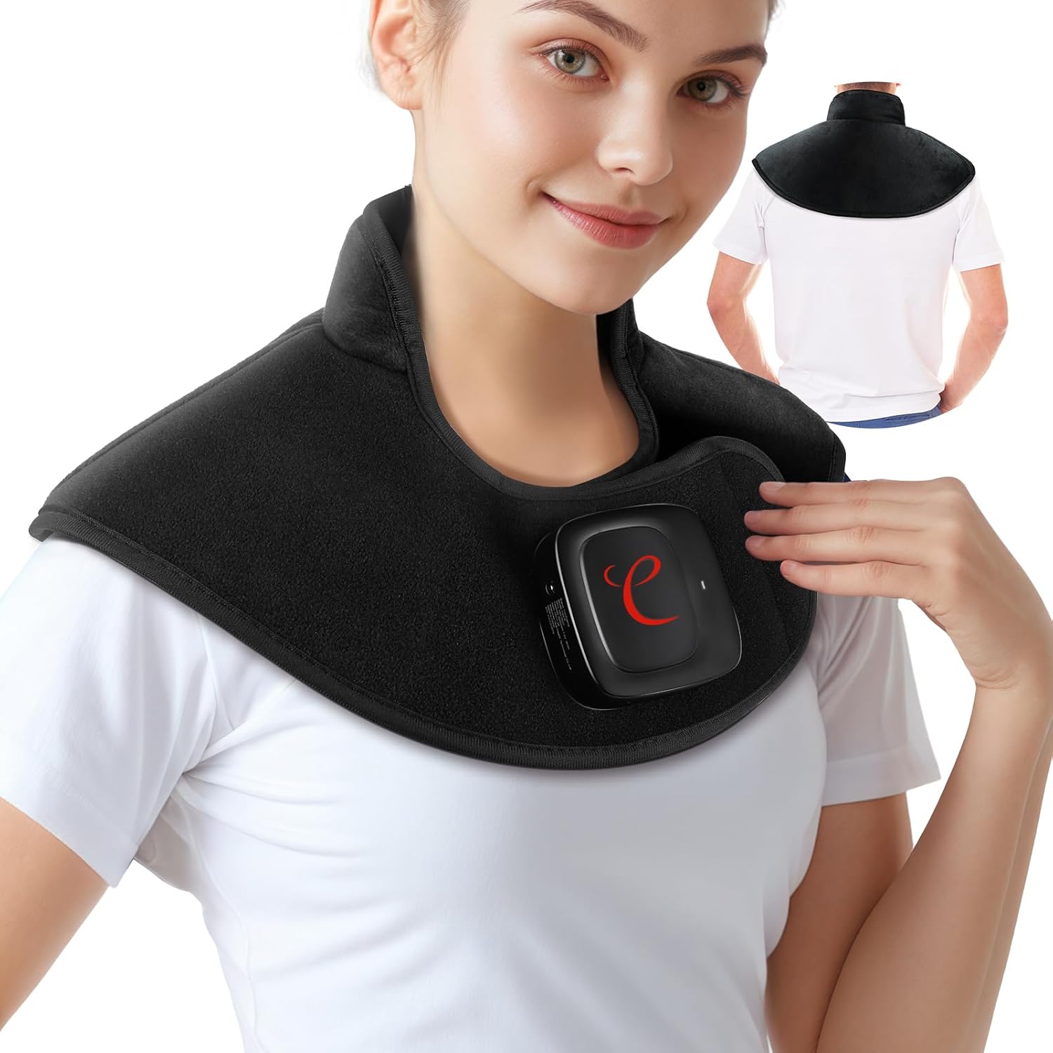 Comfytemp Cordless Heating Pad for Neck & Shoulder, 2.5 lb Weighted Rechargeable Heat Wrap, Electric Cervical Spine Heater with 3-8H of Battery Life, Mother's Day Birthday Gifts for Women Men Mom Dad