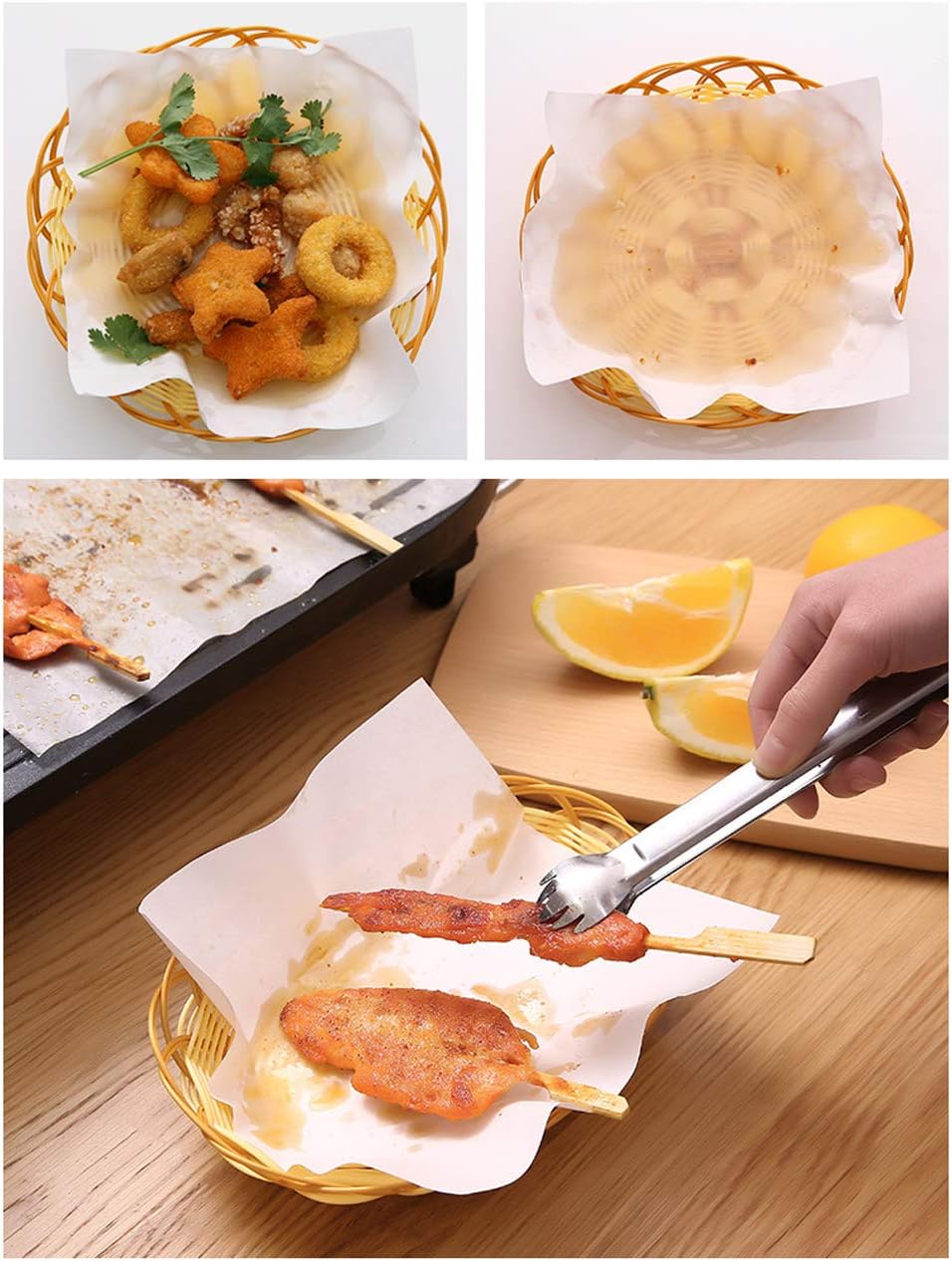 Oil-Absorbing Paper For Fried Food and Tempura,Extra Thick,50 Sheet Pack,19.7cm x 21.8cm