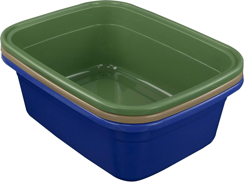 Gloreen 18 Quart Wash Basins, Large Plastic Rectangular Dish Pan/Tub, 3 Packs