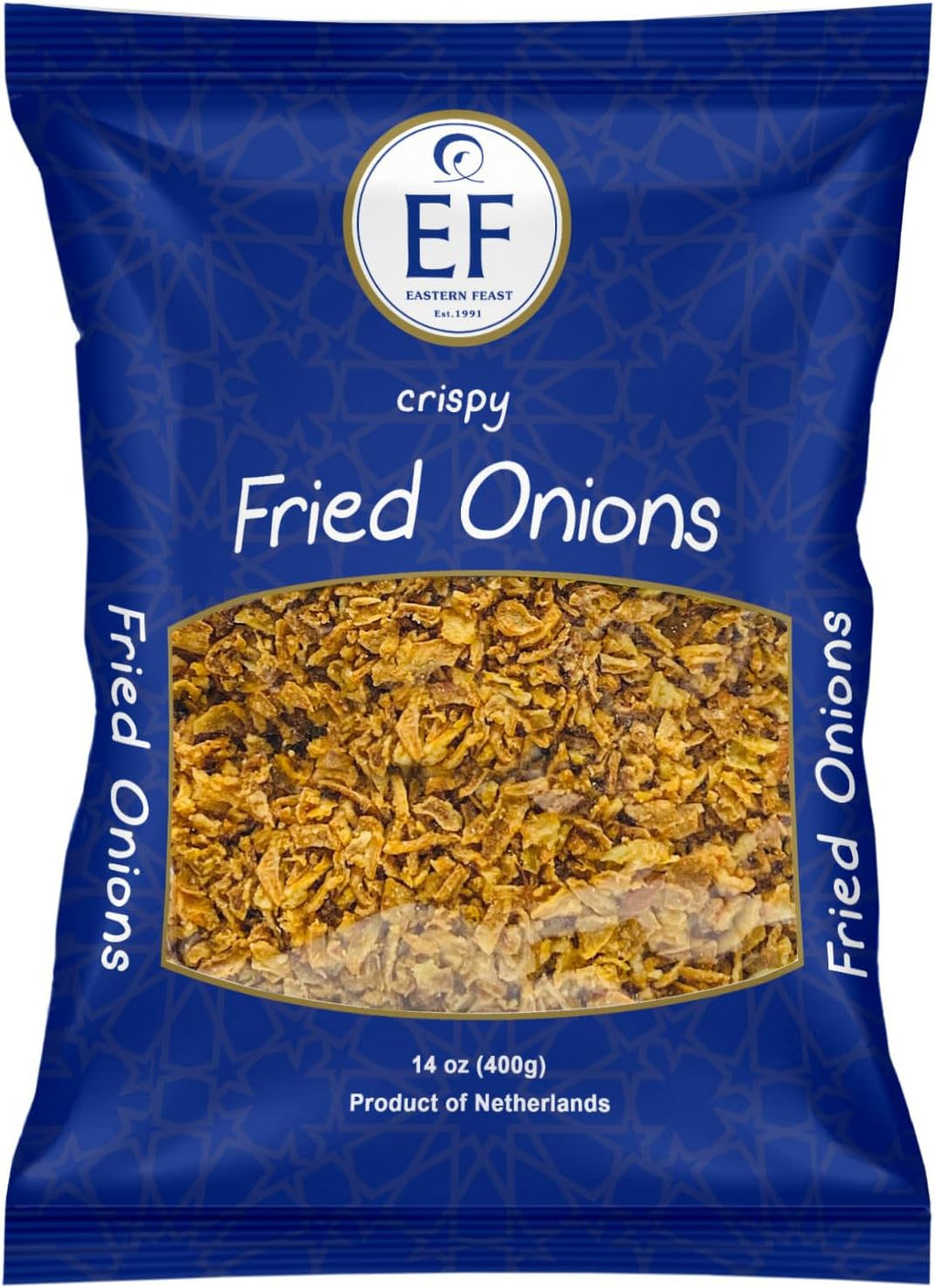 EF - Crispy Fried Onions, 400g (14 oz), Kosher, Halal, Product of Netherlands