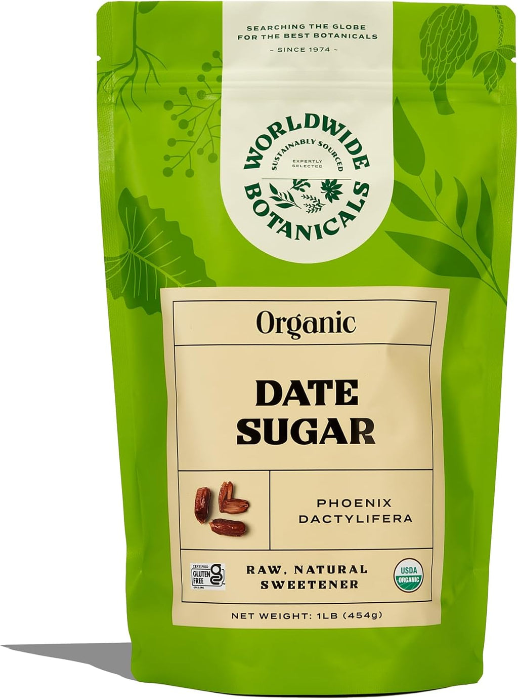 Worldwide Botanicals Organic Date Sugar Fine Powder, 1 Pound - 100% Pure Dried Dates, Natural Whole Food Sweetener, Gluten-Free