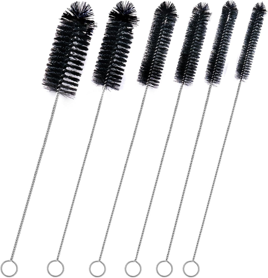 Brush Family Straw Cleaner Brush Set,6 Piece 12" Long Pipe Tube Bottle Brushes for Cleaning Narrow Neck Bottles,Coffee Maker,Glass Cups