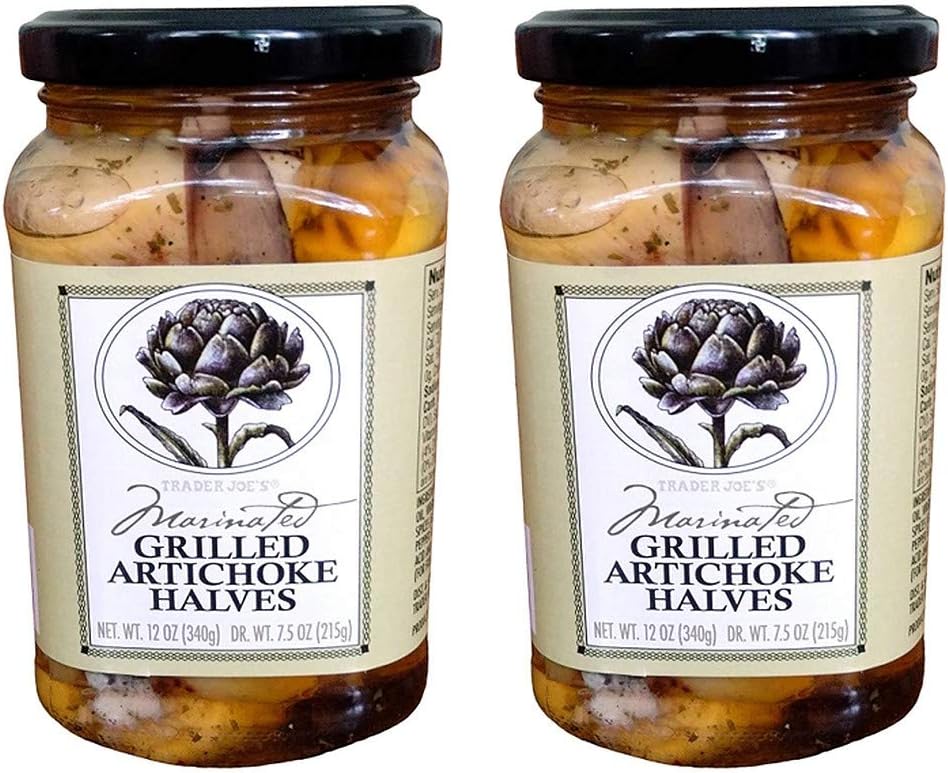 Trader Joe's Grilled Artichokes Halves (2 Pack, Total of 24oz)
