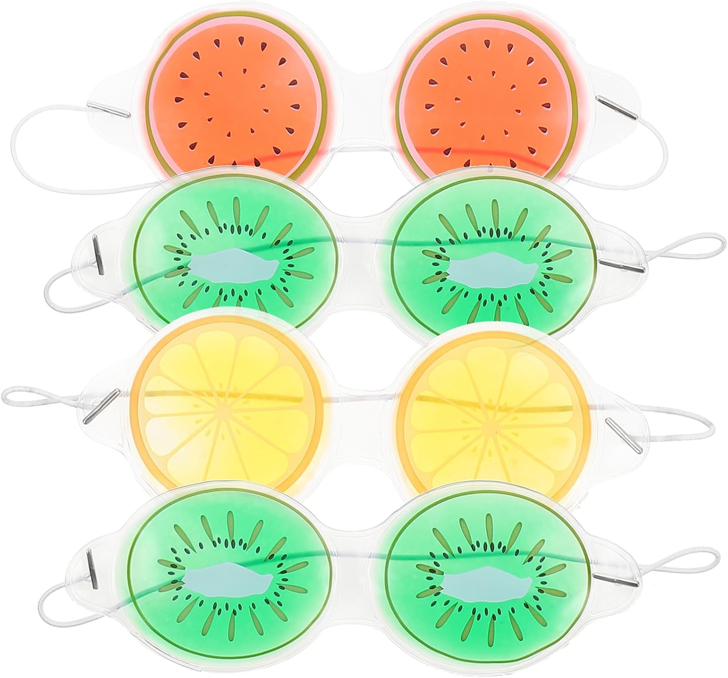 Didiseaon 4pcs Reusable Gel Eye Masks Pvc Cooling Eye Pads for Boy Girl Mixed Color Fruit Design Fatigue Relief and Soothing for Home Travel and Sleep