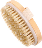 FRCOLOR 2-in-1 Massage Brush Rubber Head and Natural Boar Bristles for Exfoliating Dead Skin Long Handle Shower Scrubber for