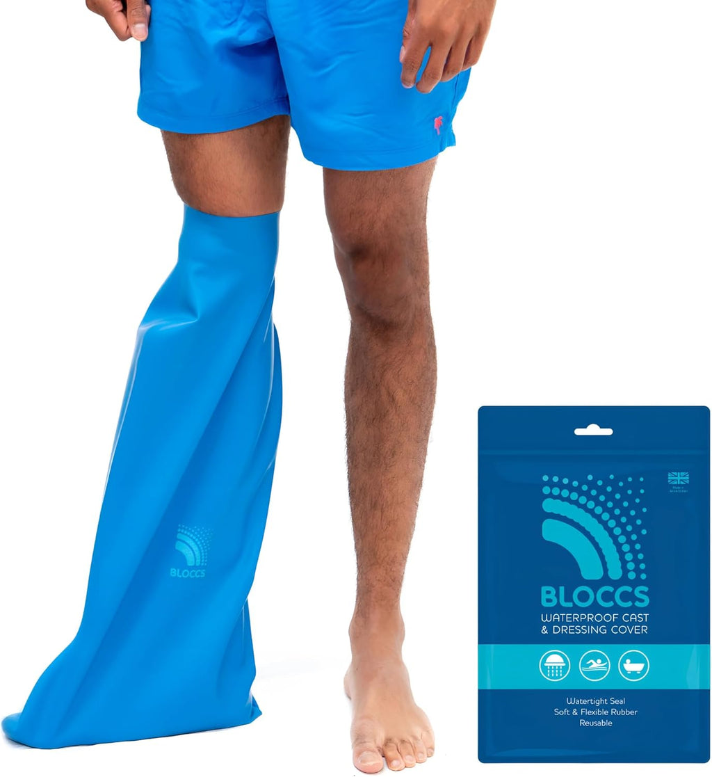 BLOCCS 100% Waterproof Cast Covers for Shower Leg- Swim Cover, Cast Bag for Bath. Durable Cast Sleeve for Swimming - #ASL74 - Adult Short Leg