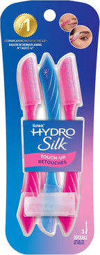 Schick Hydro Silk Touch-Up Dermaplaning Tool with Precision Cover, 3ct | Dermaplane Razor, Face Razors for Women, Peach Fuzz Remover