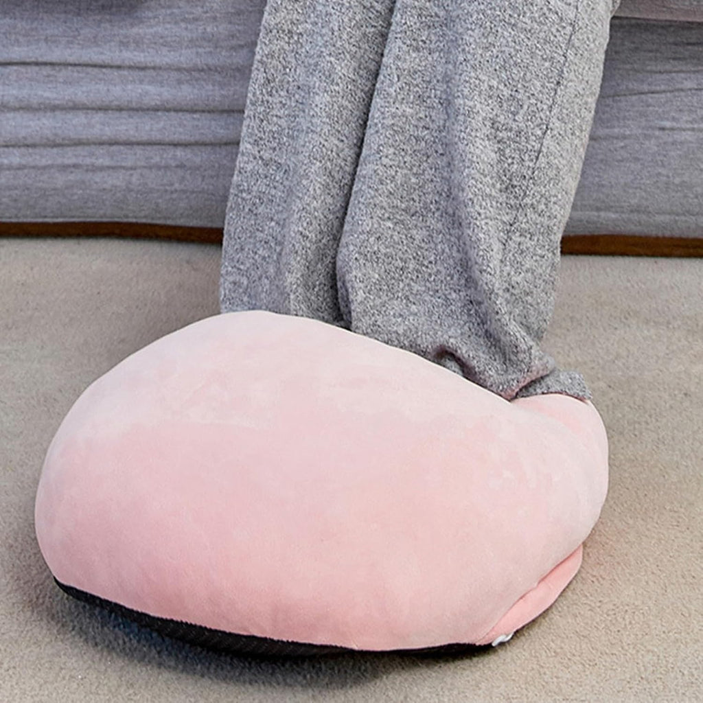 Electric Heated Foot Warmer for Men Women, Fuzzy Thick USB Rechargeable Foot Heating Pad, Winter Plush Foot Heater Cushion Heat Therapy Ankle Feet Warmer Boots Shoes Office Home Travel (Pink)