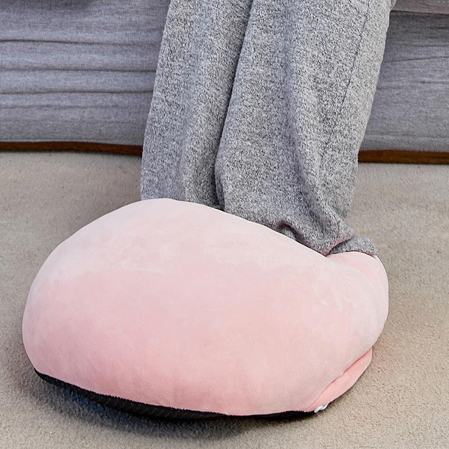 Electric Heated Foot Warmer for Men Women, Fuzzy Thick USB Rechargeable Foot Heating Pad, Winter Plush Foot Heater Cushion Heat Therapy Ankle Feet Warmer Boots Shoes Office Home Travel (Pink)