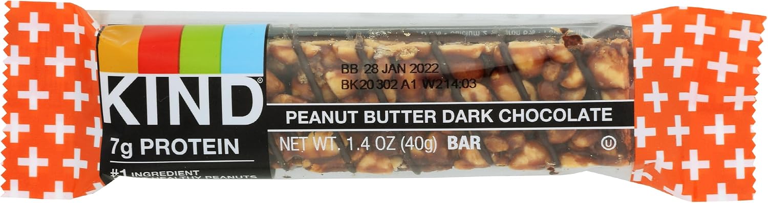Kind Peanut Butter Dark Chocolate + Protein Bar, Gluten Free, 1.4 Ounces (Pack Of 12)