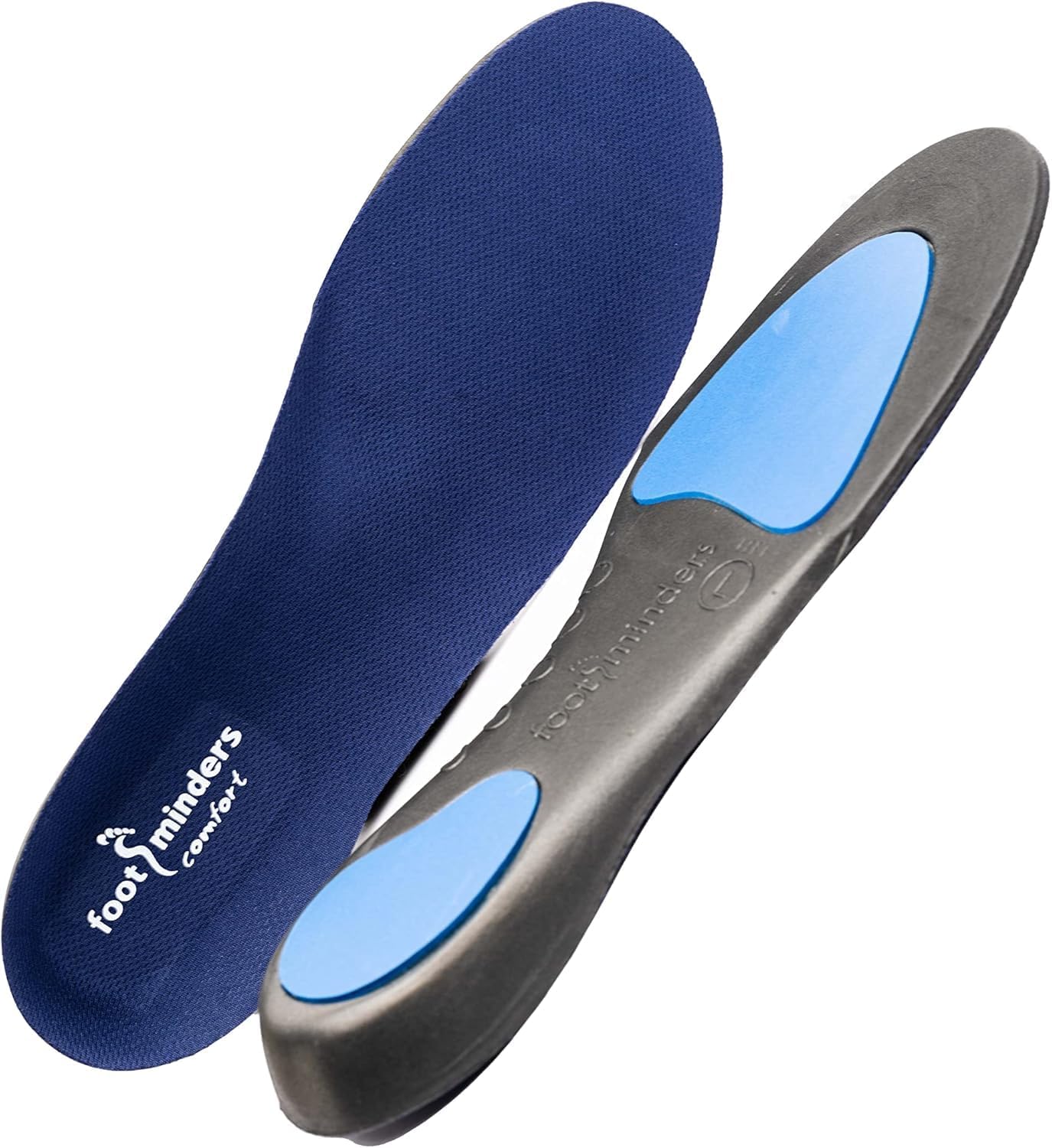 Footminders Comfort Orthotic Arch Support Insoles: Podiatrist-Designed Shoe Inserts for Plantar Fasciitis, Flat Feet and Heel Pain Relief – Shoe Inserts for Work Boots & Running Shoes - Small