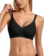 Women's Jelly Push Up Wireless Full Coverage Bra, No Underwire Comfort Support Seamless T-Shirt Everyday Bras