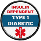 Type 1 Diabetic Insulin Dependent Medical Alert Sew-on Patch Embroidered with Black Rim 2.5 inch