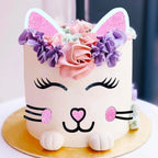 JeVenis Cat Cake Topper Cat Ears Eyelashes Cake Set Cake Decorations for Cat Themed Birthday Party Cute Meow Birthday Party Boy Girl Baby Shower Party Decoration