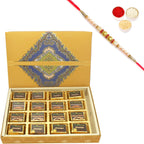 Ghasitaram Gifts Rakhi Gifts for Brothers 16 pcs Assorted Sugafree Chocolates SQ Box with Pearl Rakhi