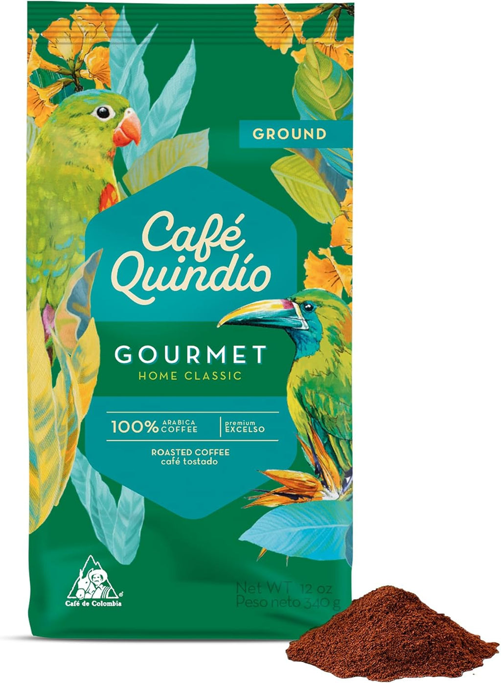 Cafe Quindio Medium Roast 100% Colombian Excelso Ground Arabica Coffee (12 Ounce (Pack of 1), Gourmet Home Classic)