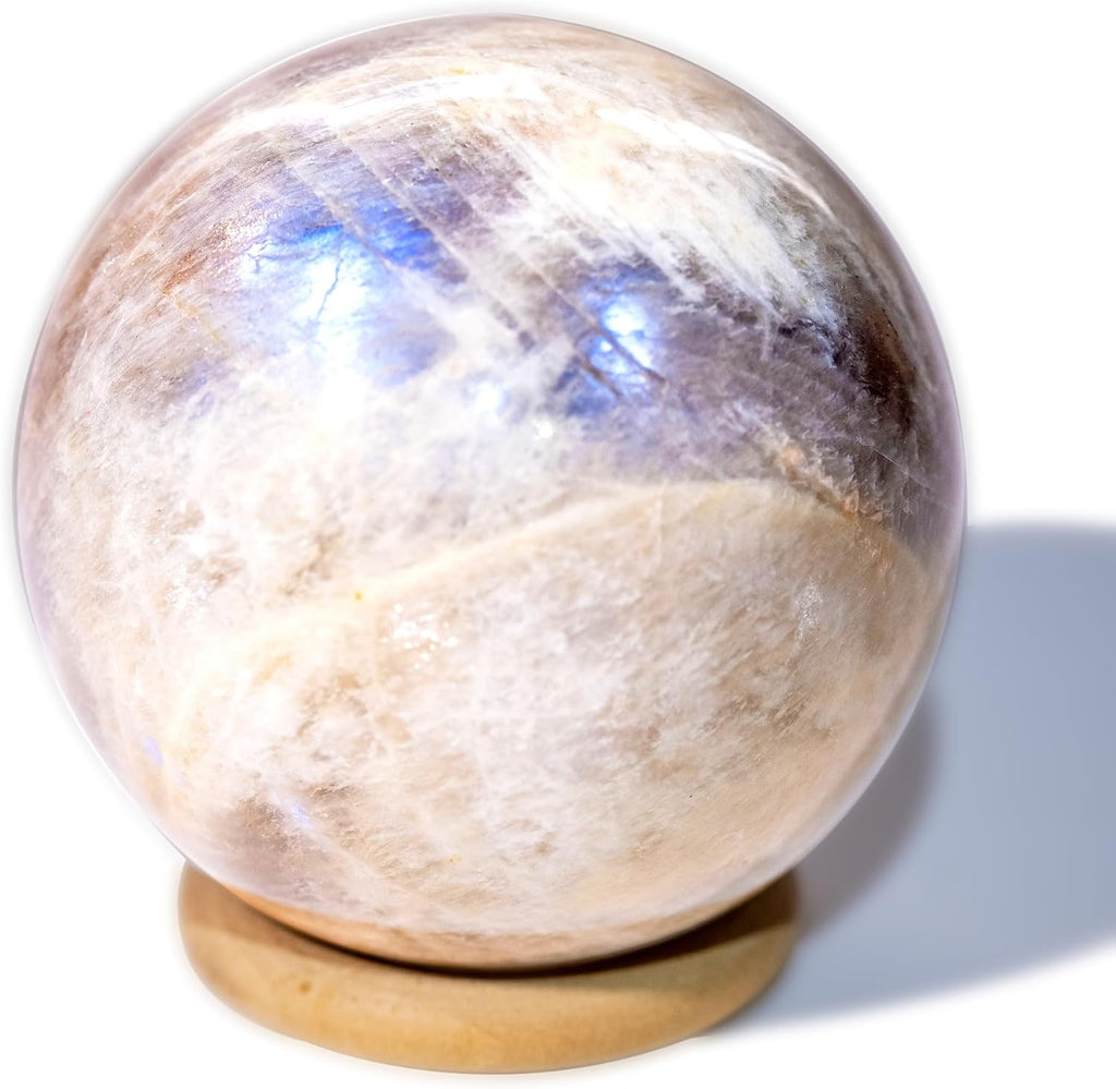 Moonstone Crystal Sphere - 1.6-2.0" Inches, Gentle Blue Hue, Hand-Polished for Intuition, Balance, and Emotional Harmony, Decorative Balls for Reiki, Chakra, Feng Shui, Meditation, Witchy Gifts