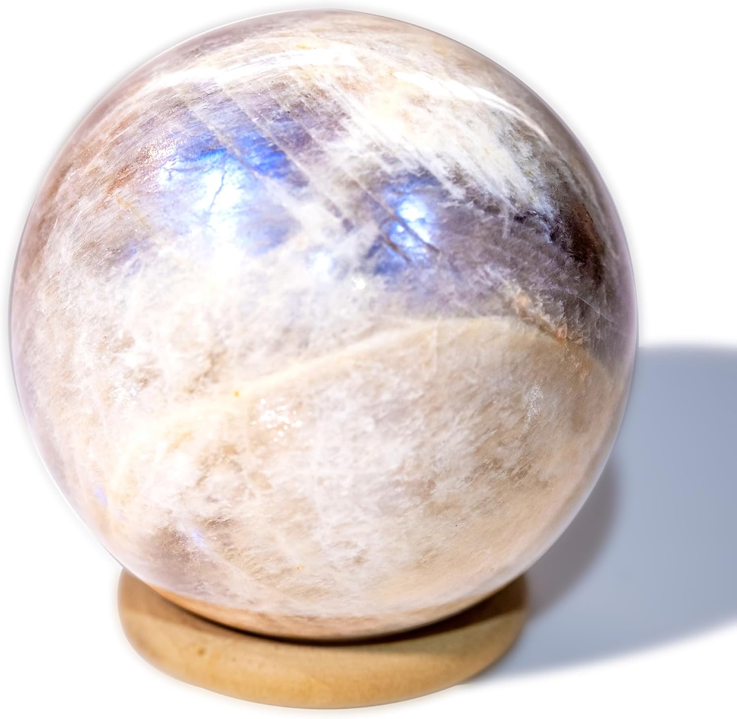 Moonstone Crystal Sphere - 1.6-2.0" Inches, Gentle Blue Hue, Hand-Polished for Intuition, Balance, and Emotional Harmony, Decorative Balls for Reiki, Chakra, Feng Shui, Meditation, Witchy Gifts