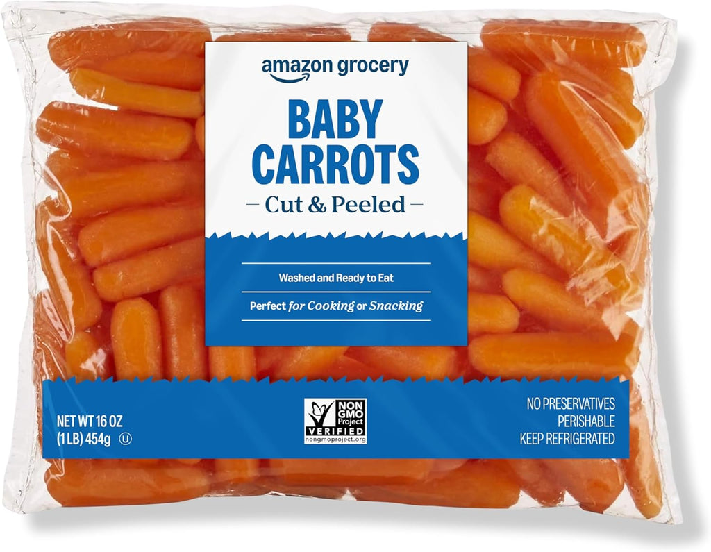 Amazon Grocery, Cut & Peeled Baby Carrots, 16 Oz