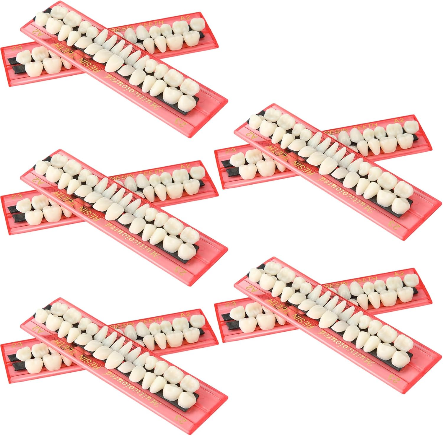 Nuanchu 280 Pcs False Teeth Acrylic Resin, 10 Set A2 Shade Denture Teeth Replacement Kit Solid Synthetic Polymer Fake Tooth for Halloween Horror Props DIY Costume Dental Teaching Model