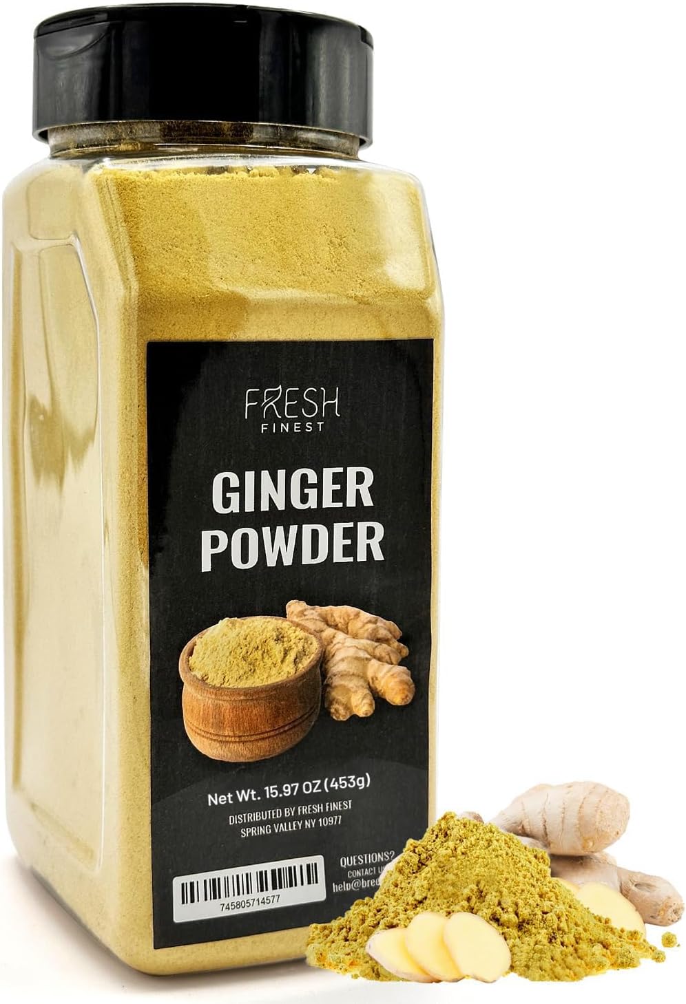 Fresh Finest Ginger Powder - 15.97oz (453G) - Pure Ground Ginger Root for Culinary & Health Benefits, Packed in a Premium Container
