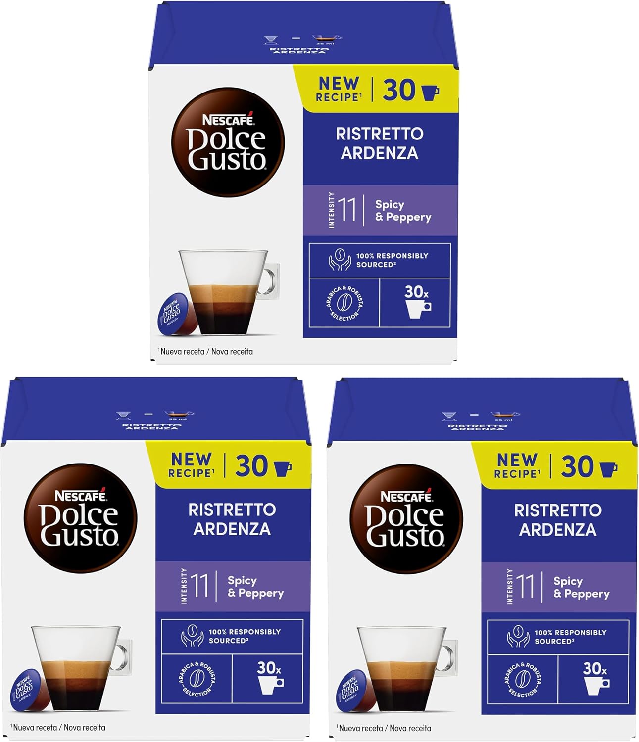 NESCAFÉ DOLCE GUSTO Espresso Ristretto Ardenza Coffee Pods x30 (Pack of 3, Total 90 Pods)