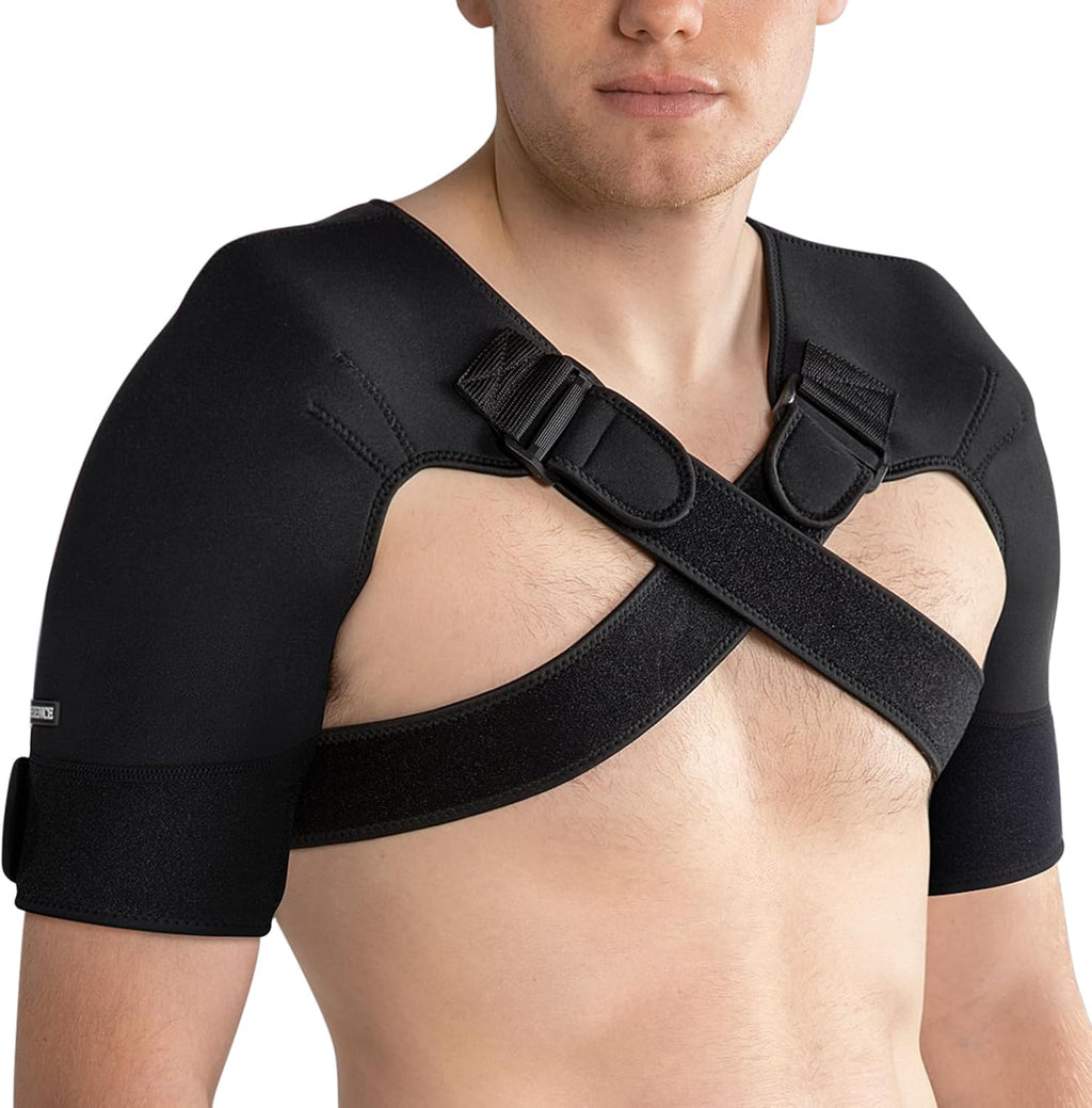 Double Shoulder Brace for Women & Men,Double Sleeve for Sleeping,Adjustable Support for Rotator Cuff,Frozen Shoulder,AC Joint,Labrum Tear,Pain Relief Dual Wrap